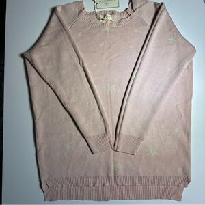 No Comment Pink with Silver Stars Crew Neck Sweater New Size 1X
